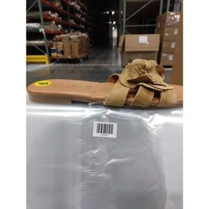 Mariella Made in Italy Women's Soft Suede Leather Flower Sandal Slides Tan 9